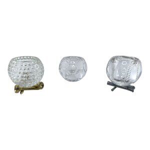 Vintage PartyLite Crystal Votive Candle Holder Sports Set Golf Baseball Soccer